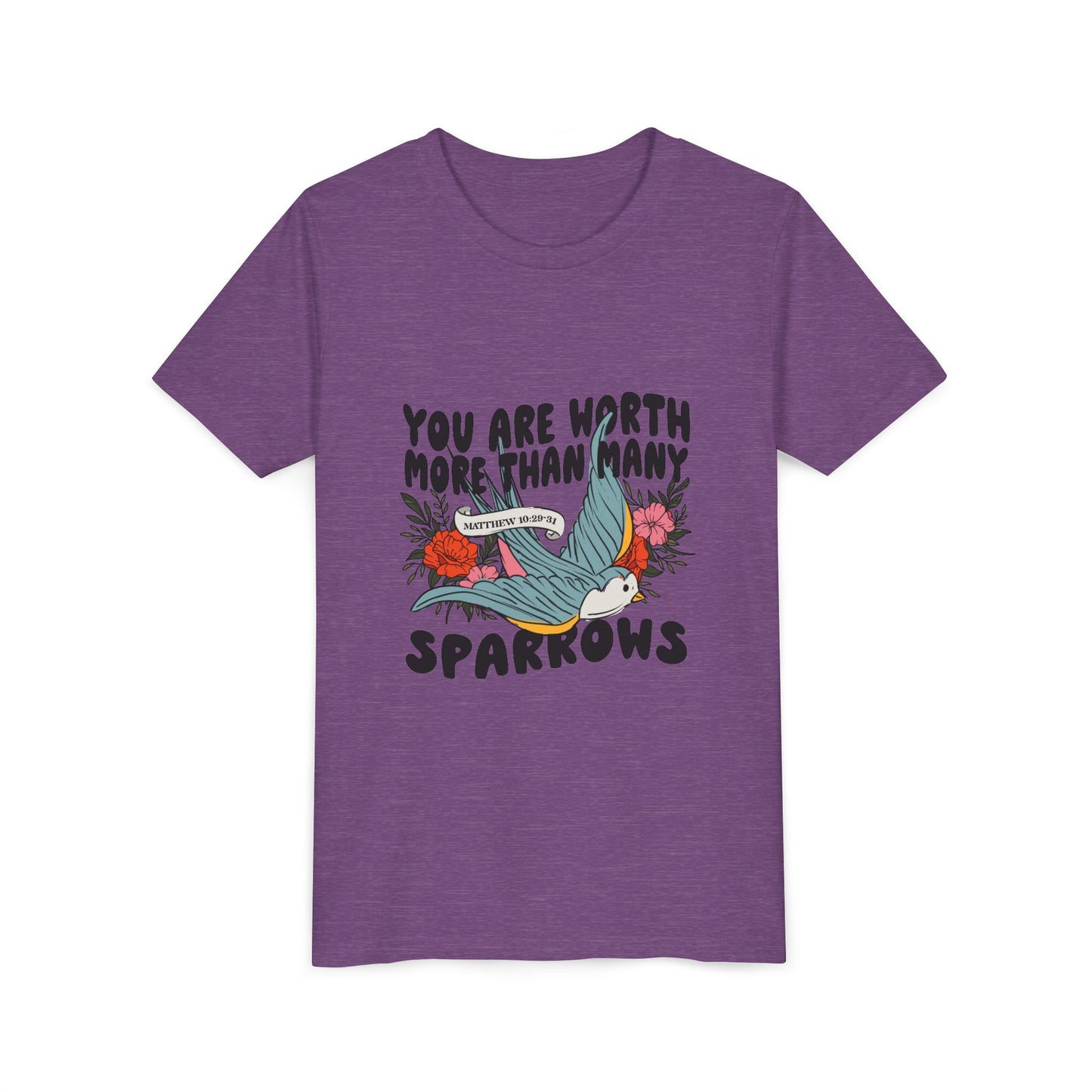You Are Worth More Than Many Sparrows Youth Tee — Inspirational Kids Graphic T-Shirt