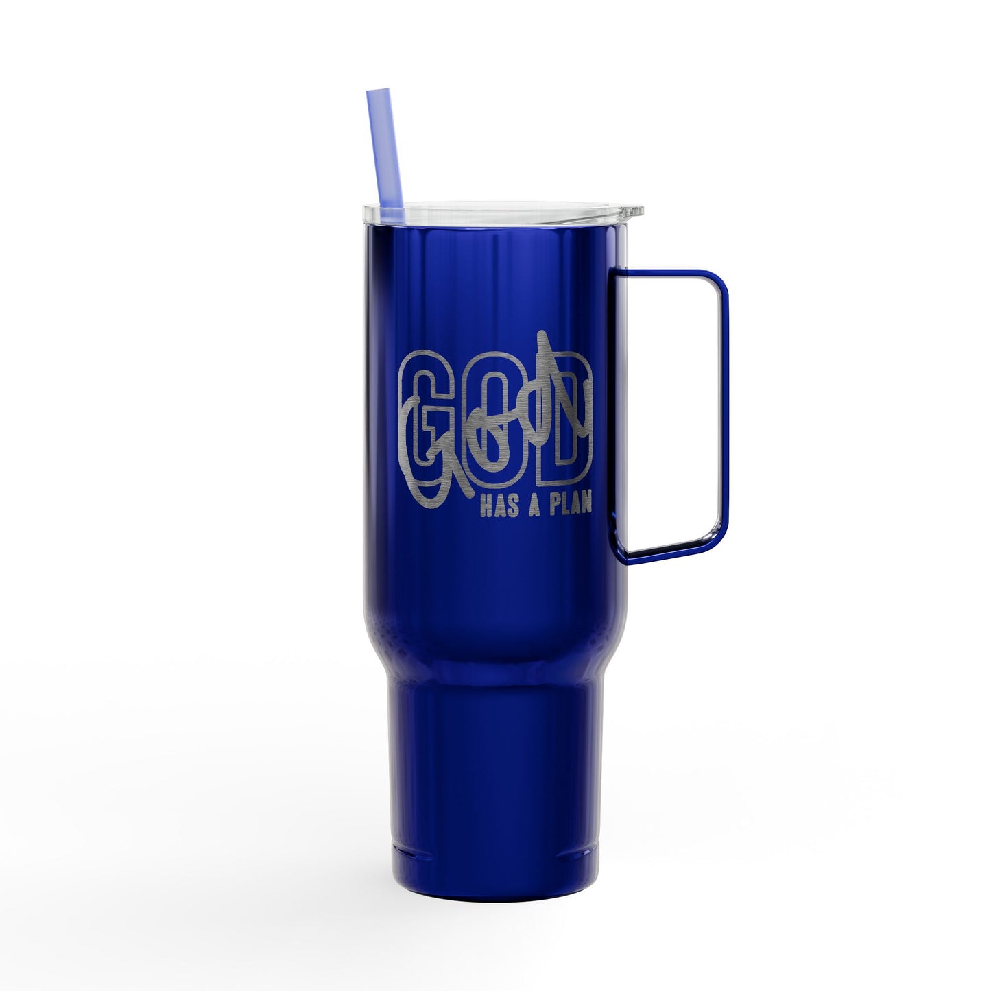 God Has a Plan Engraved 40oz Insulated Tumblers Travel Mug with Lid & Straw
