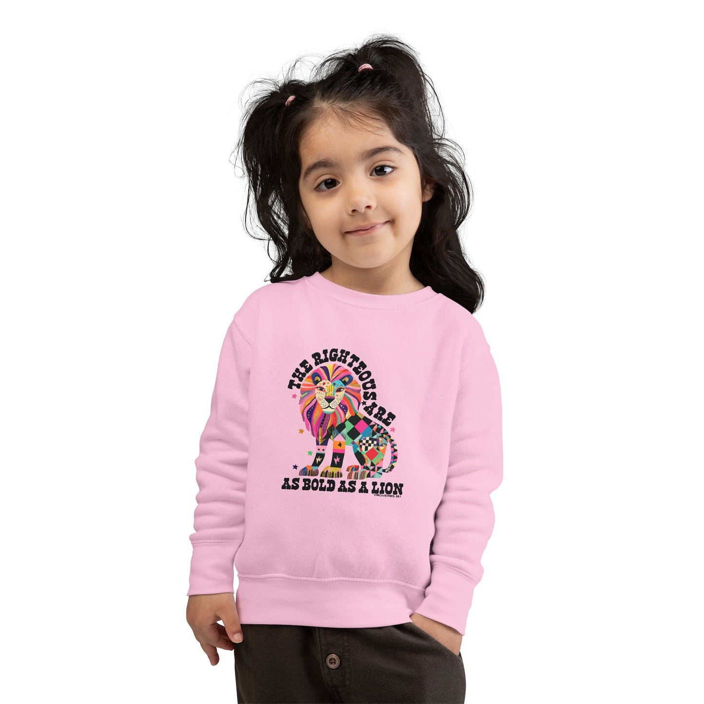 Toddler Sweatshirt Colorful Patchwork Lion “Be Fearless, Be Bold as a Lion”