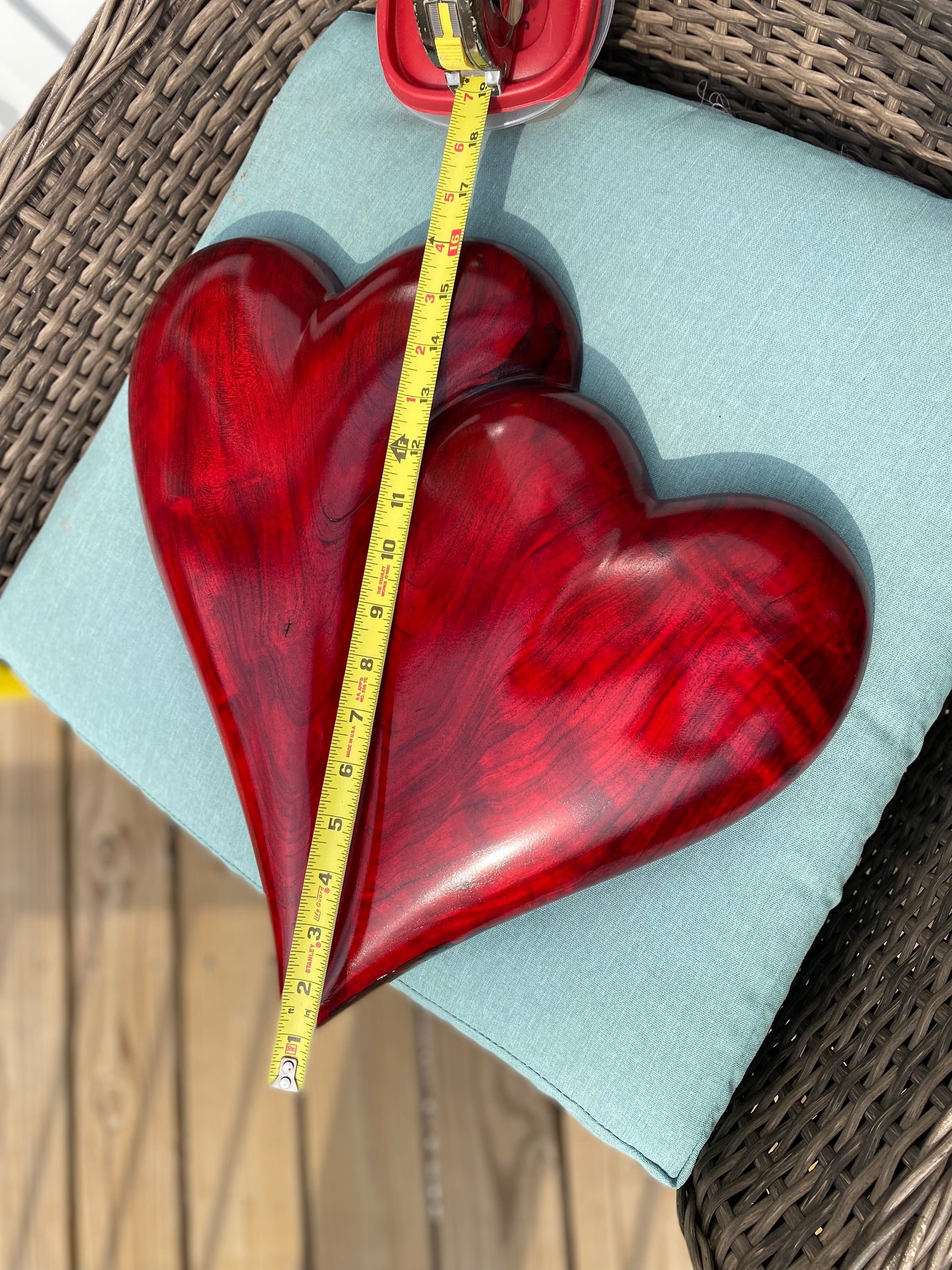 Large Red Wedding Two Become One Double 3D Heart Sculpture Anniversaries gift 20th anniversary wooden Art birthday gift Mother’s Day gift Wooden  heart