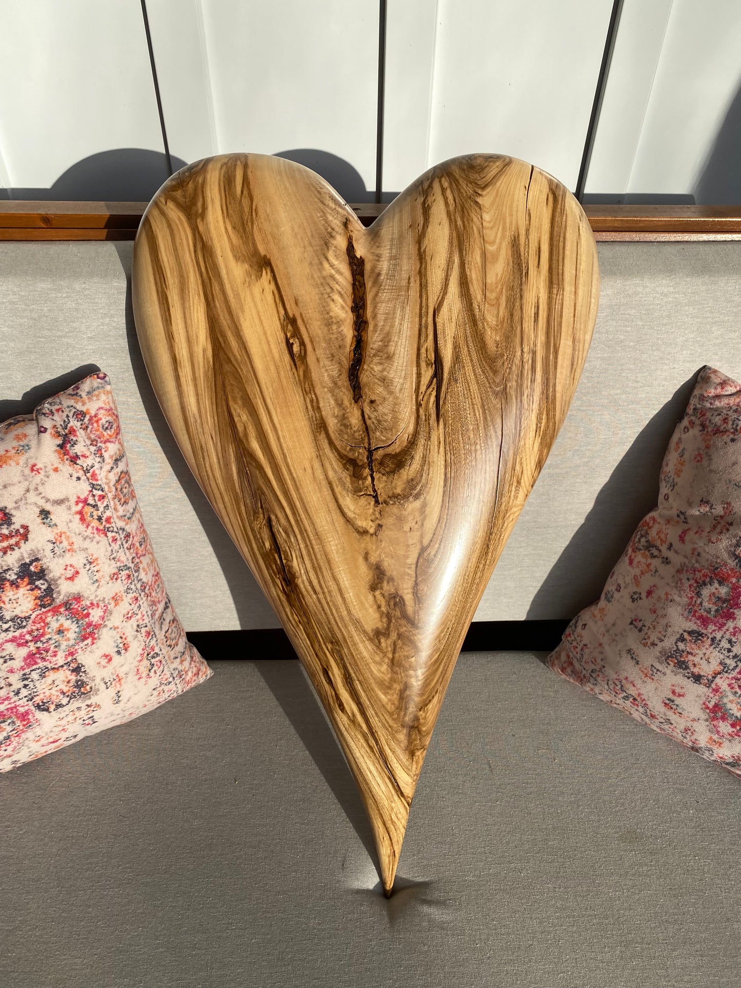 3Dart Large Hand Carved Wooden Heart Wall Decor – 3D Rustic Wood Heart Sculpture – Anniversary / Wedding Gift – Handmade Natural Wood Art
