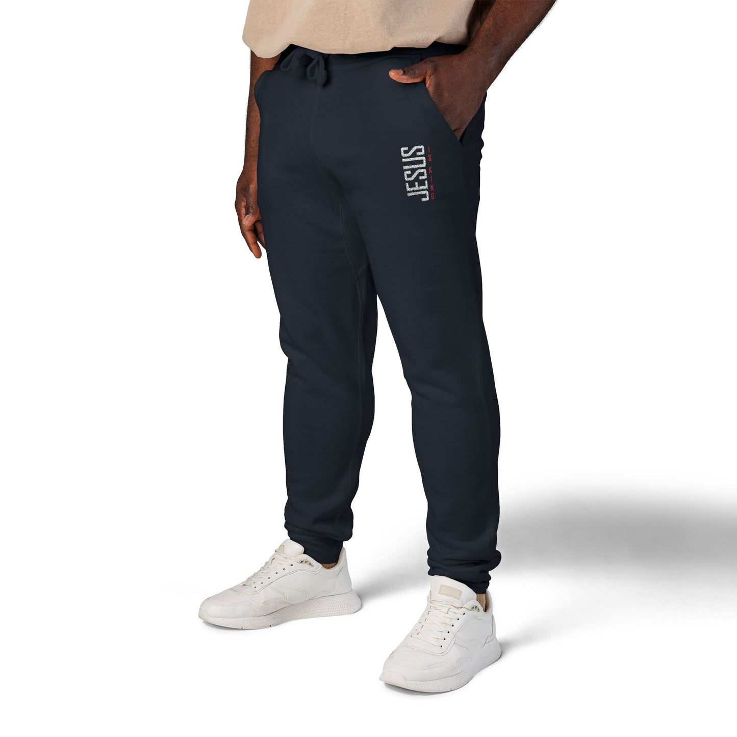 Jesus is King Embroidered Fleece Sweatpants — Cozy Casual Joggers