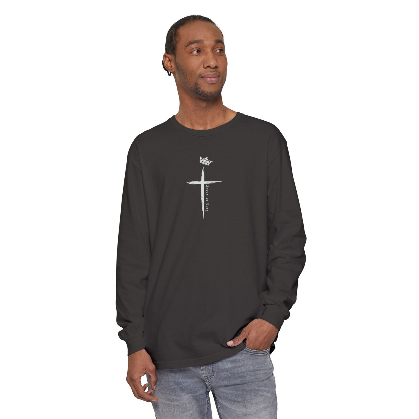 Christian Long Sleeve Tee — "So I Throw Up My Hands and Praise You Again & Again" front & back Print