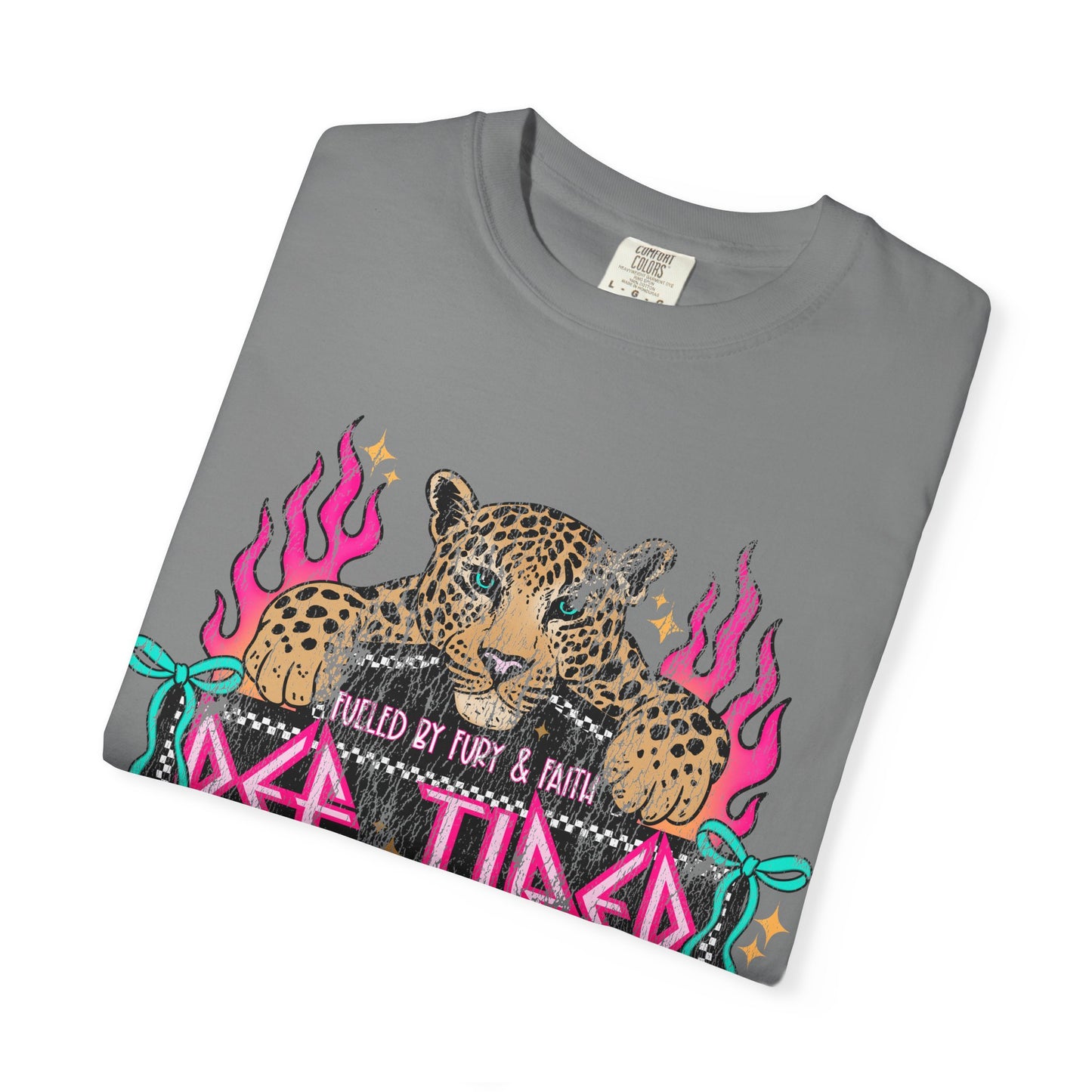 So Tired Mama T-shirt | Leopard, Pink Flames, Retro Gothic Text