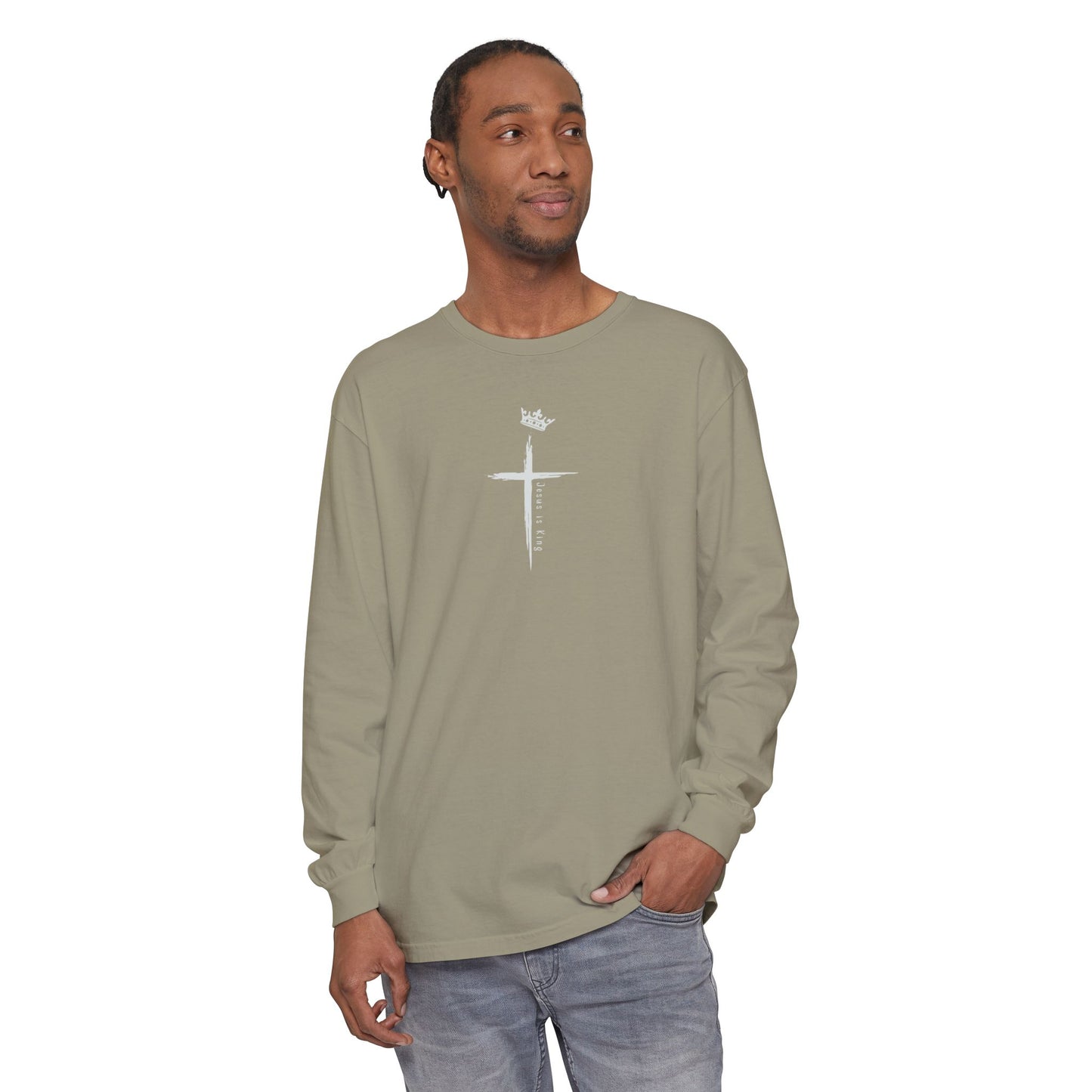 Christian Long Sleeve Tee — "So I Throw Up My Hands and Praise You Again & Again" front & back Print