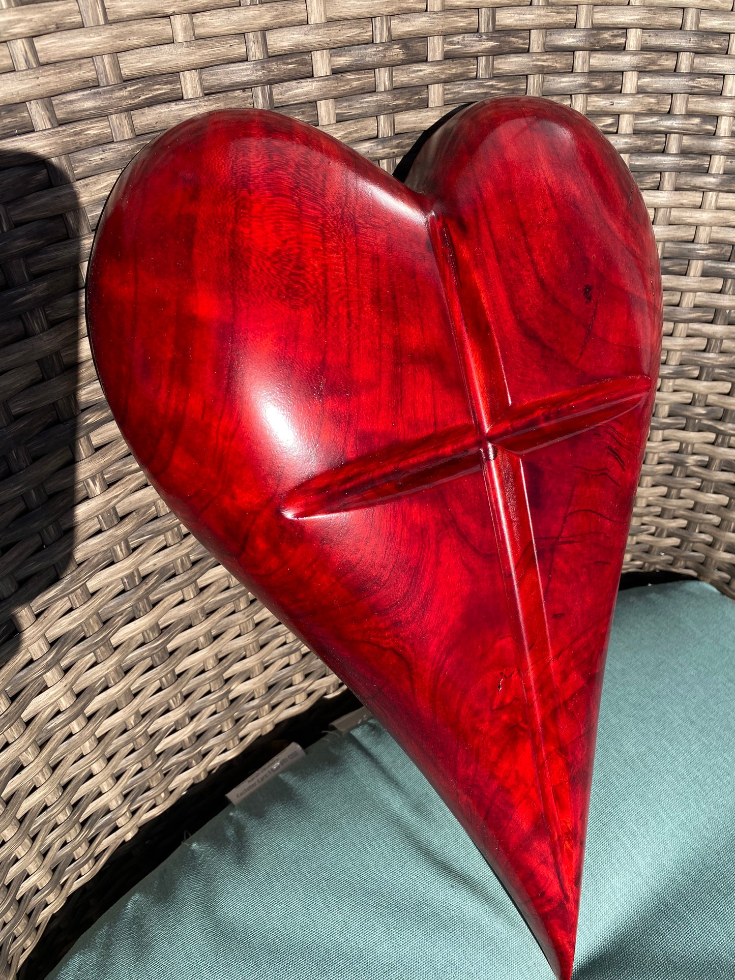 Red 3D Heart Cross Sculpture Christmas Gift Anniversaries gift 20th anniversary wooden Art birthday gift