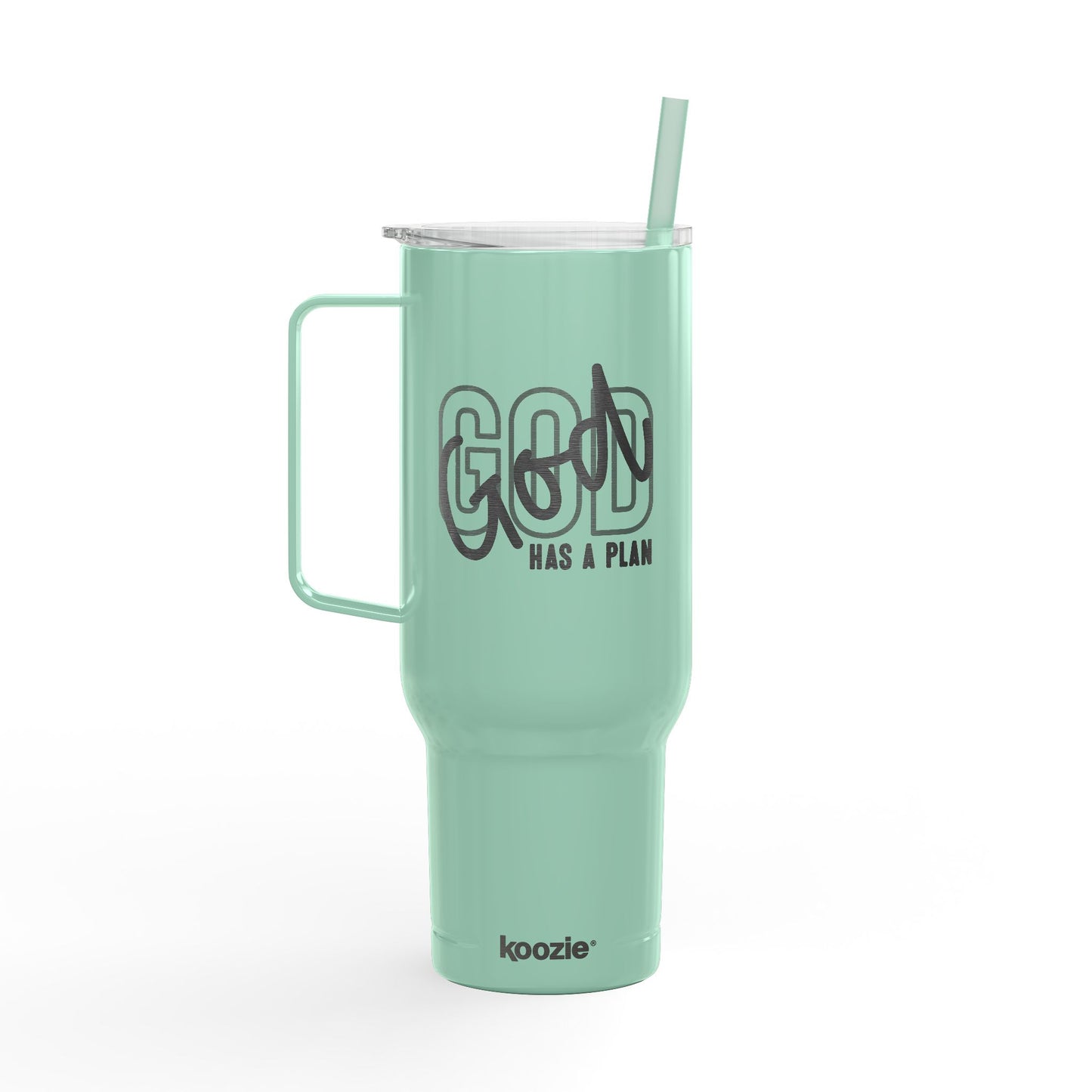 God Has a Plan Engraved 40oz Insulated Tumblers Travel Mug with Lid & Straw