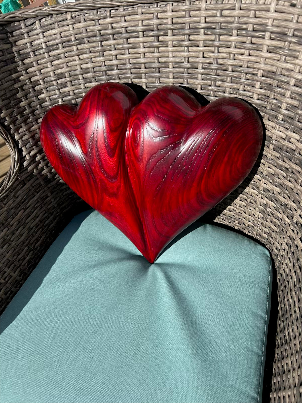 Large Red Wedding Two Become One Double 3D Heart Sculpture Anniversaries gift 20th anniversary wooden Art birthday gift Mother’s Day gift Wooden heart
