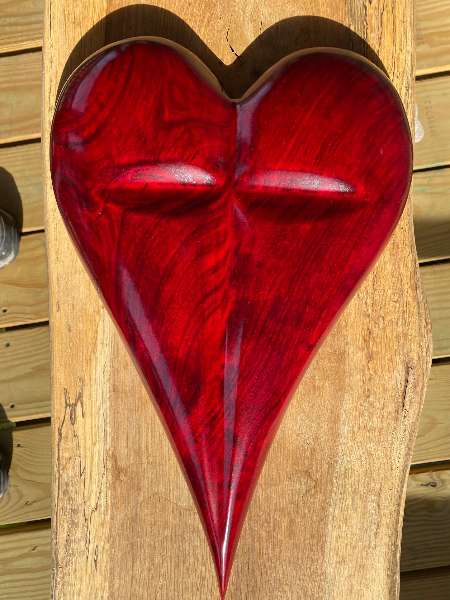 Red 3D Heart Cross Sculpture Christmas Gift Anniversaries gift 20th anniversary wooden Art birthday gift