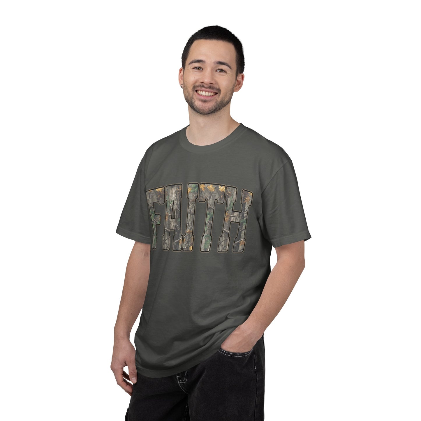 FAITH Vintage Camo block lettering T-Shirt | Faith typography tee