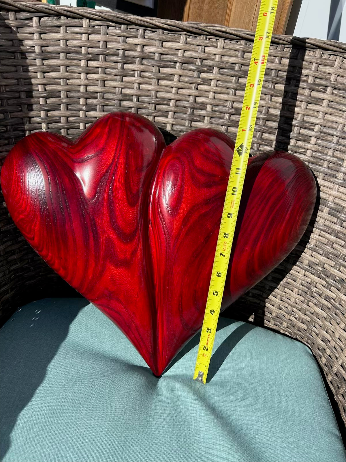 Large Red Wedding Two Become One Double 3D Heart Sculpture Anniversaries gift 20th anniversary wooden Art birthday gift Mother’s Day gift Wooden heart