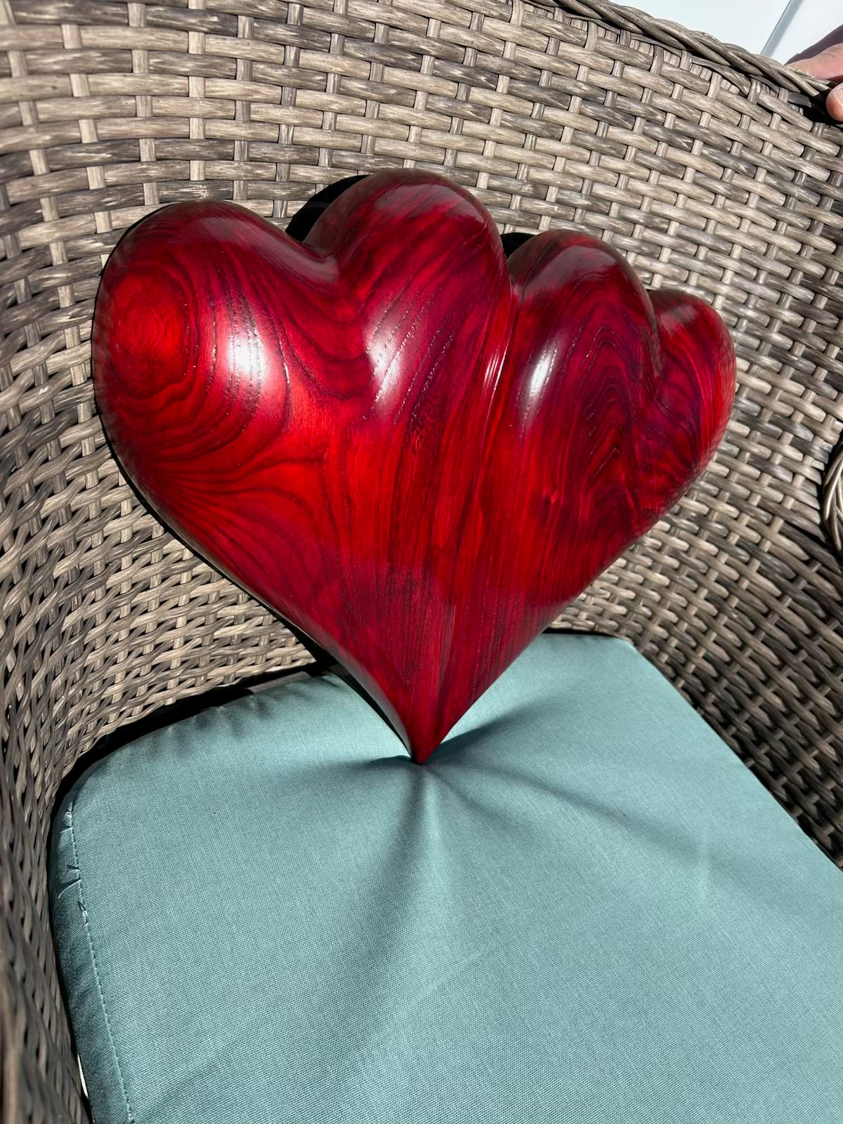 Large Red Wedding Two Become One Double 3D Heart Sculpture Anniversaries gift 20th anniversary wooden Art birthday gift Mother’s Day gift Wooden heart