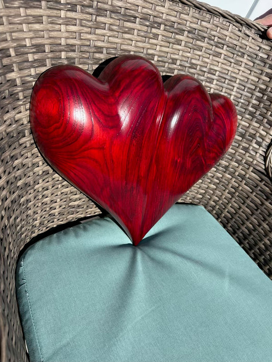 Large Red Wedding Two Become One Double 3D Heart Sculpture Anniversaries gift 20th anniversary wooden Art birthday gift Mother’s Day gift Wooden heart
