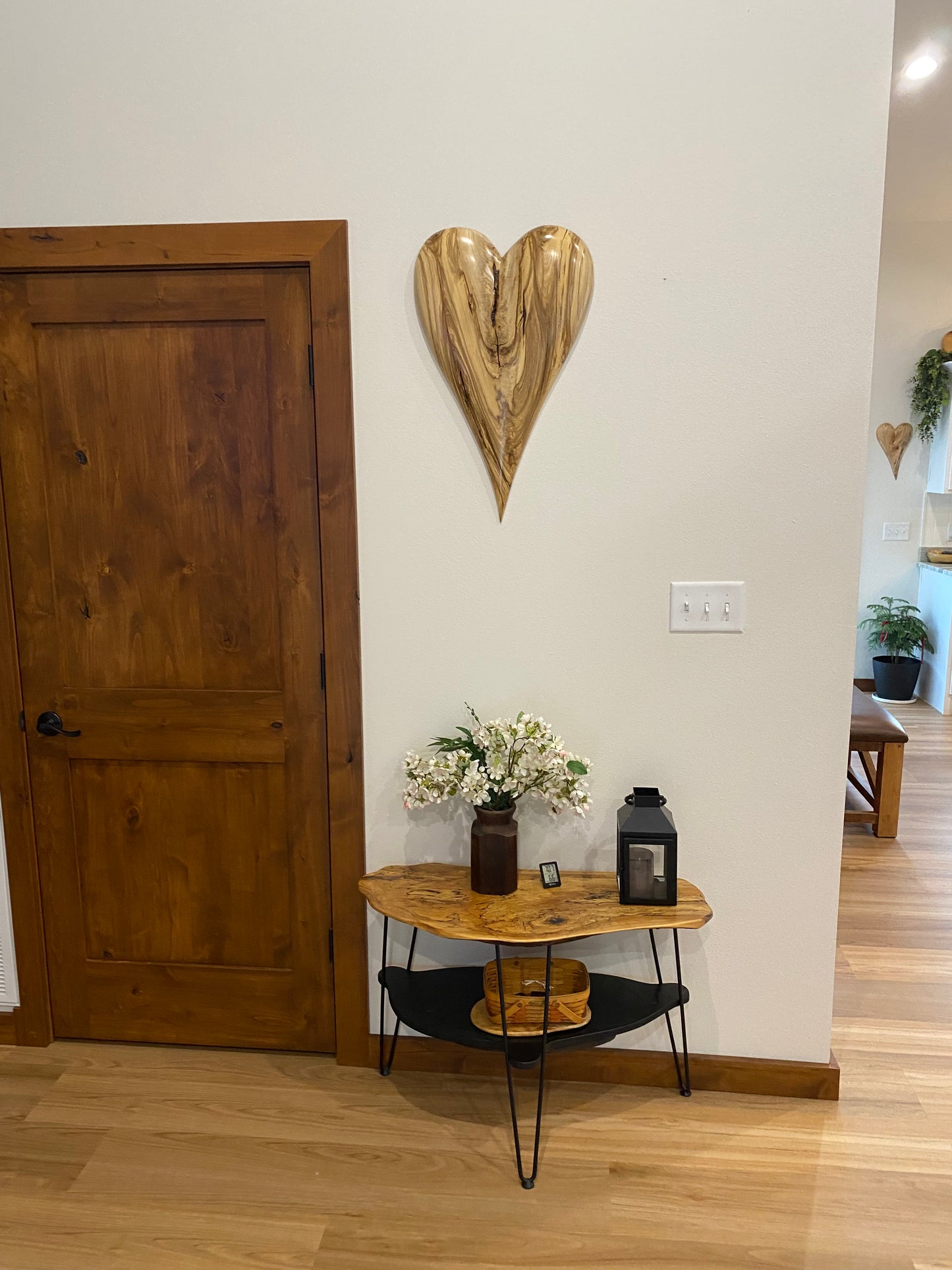 3Dart Large Hand Carved Wooden Heart Wall Decor – 3D Rustic Wood Heart Sculpture – Anniversary / Wedding Gift – Handmade Natural Wood Art