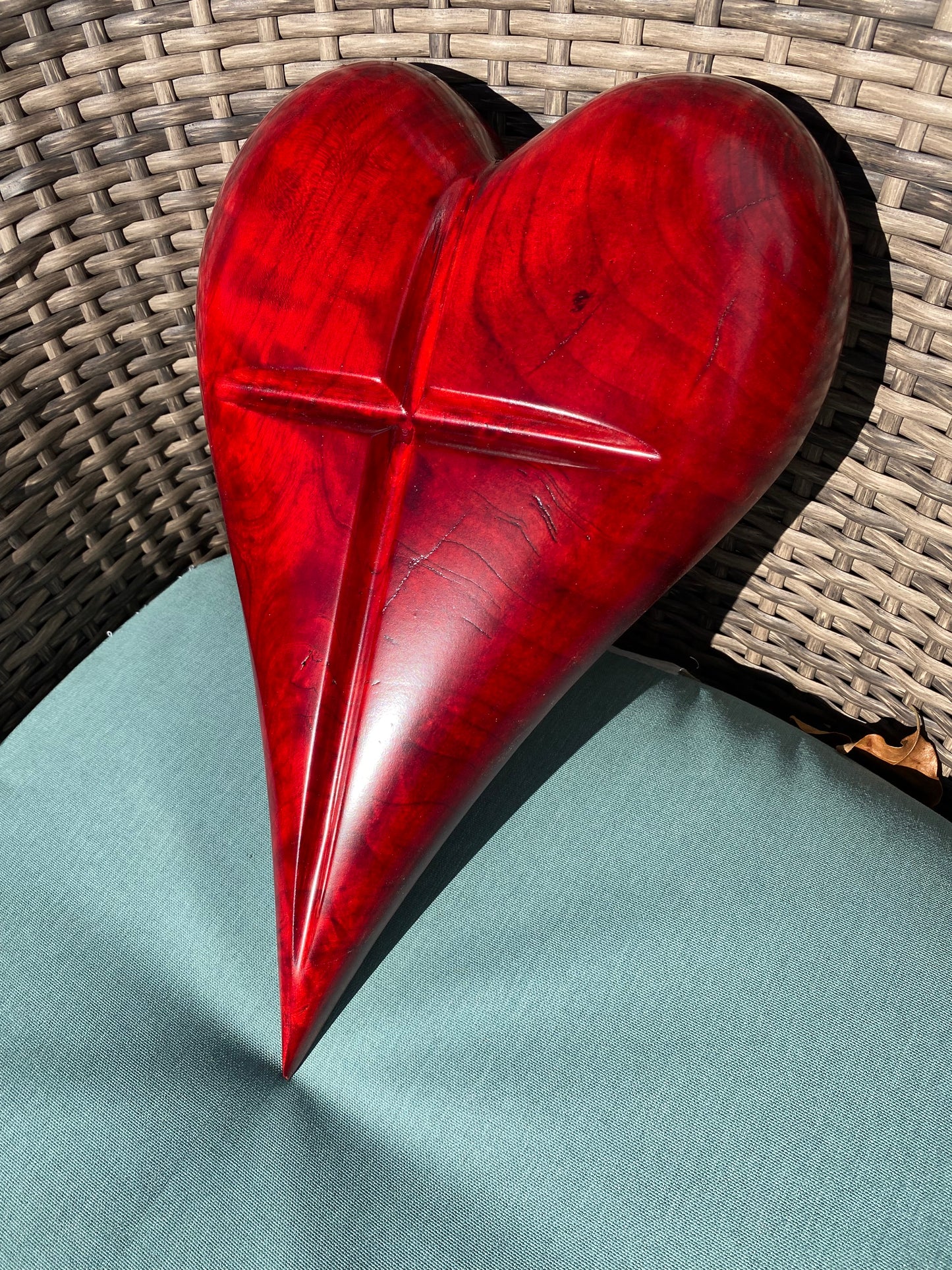 Red 3D Heart Cross Sculpture Christmas Gift Anniversaries gift 20th anniversary wooden Art birthday gift