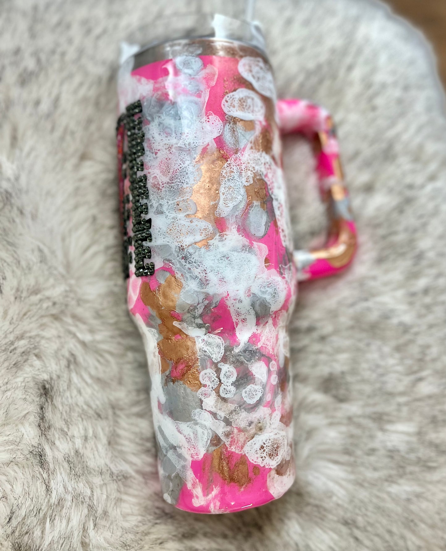 WIFE rhinestone Tumbler rhinestones glass rhinestones Tumbler with Handle cup with handle Pink Glitter Tumbler With Handle