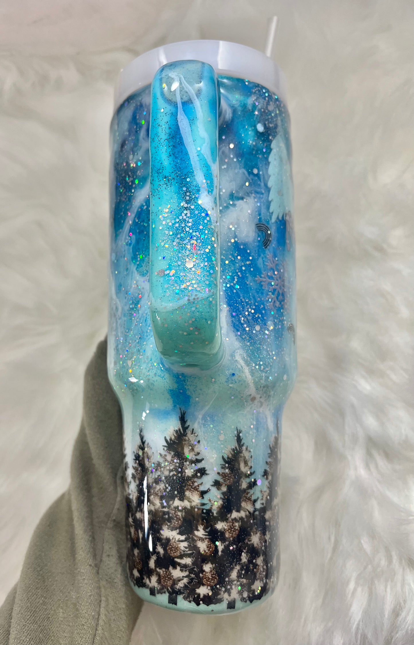 Winter wonderland 40oz Tumbler with handle Christmas Gifts Christmas Epoxy Tumblers Winter Wonderland