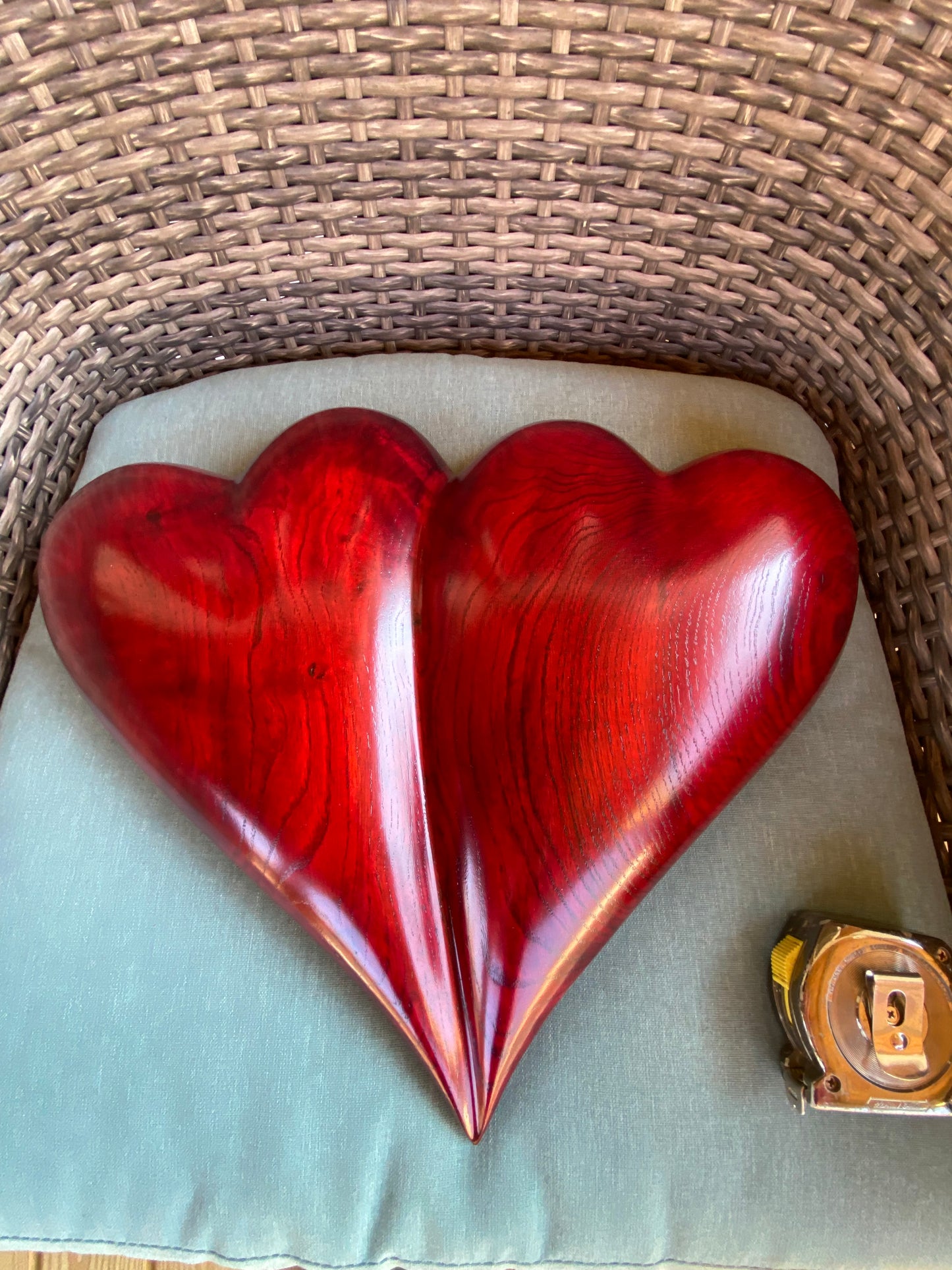 Large Red Wedding Two Become One Double 3D Heart Sculpture Anniversaries gift 20th anniversary wooden Art birthday gift Mother’s Day gift Wooden heart