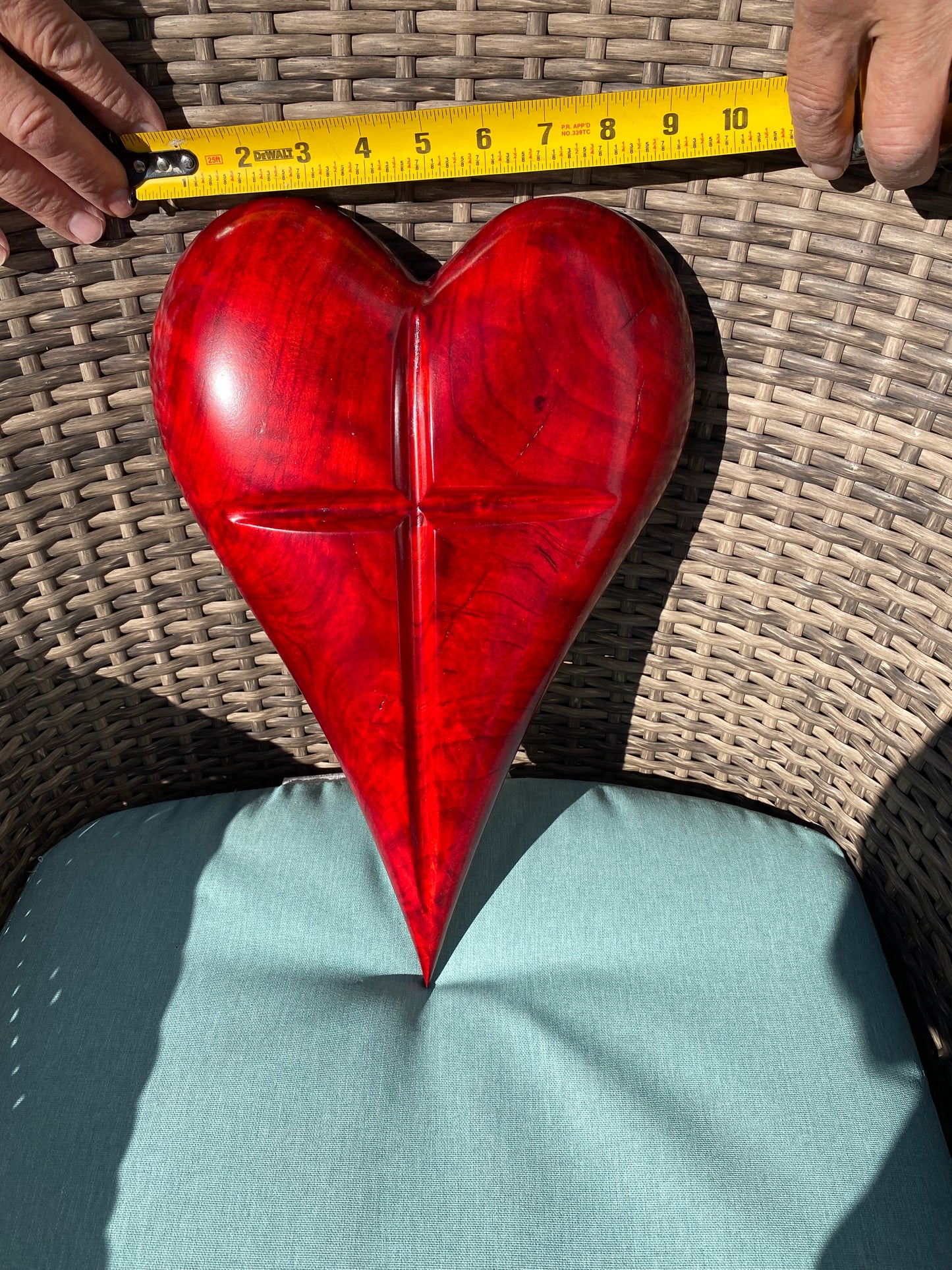 Red 3D Heart Cross Sculpture Christmas Gift Anniversaries gift 20th anniversary wooden Art birthday gift