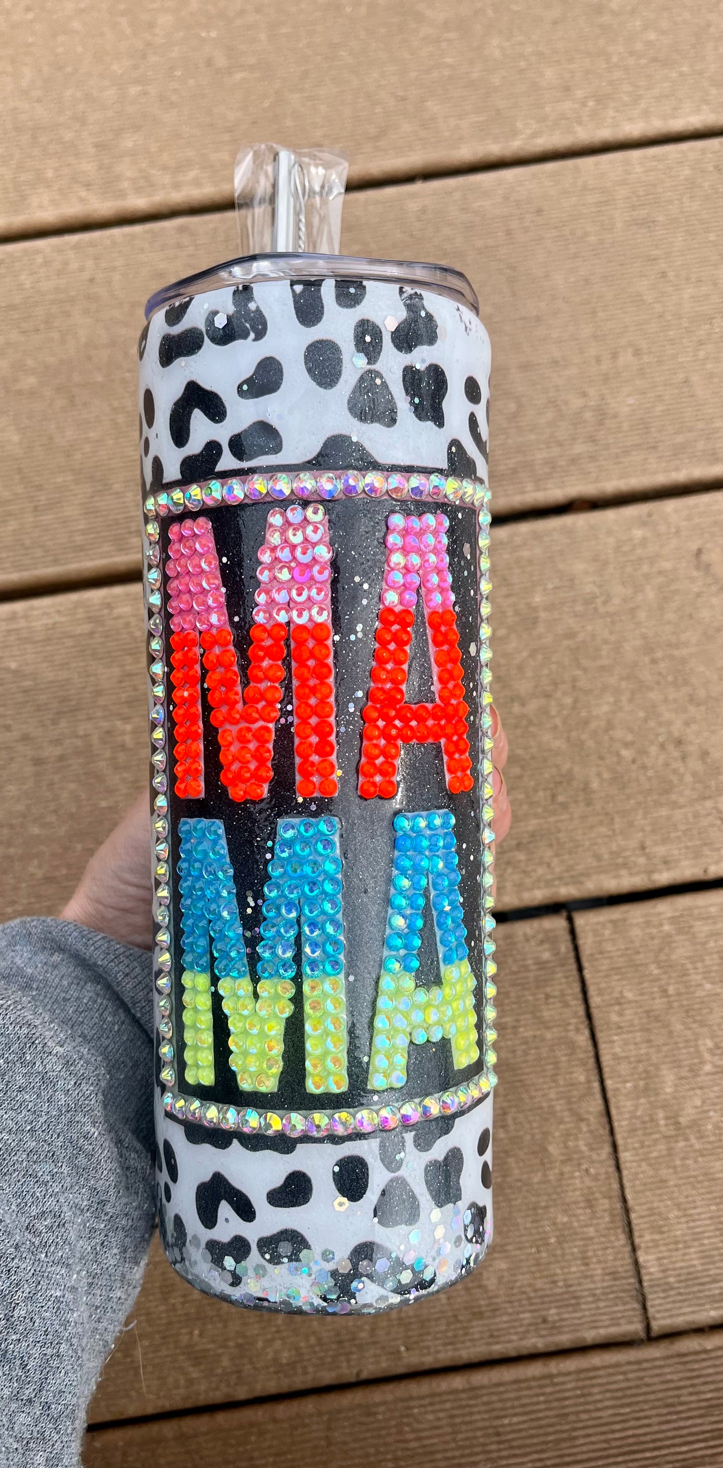 RTS SALE DEFECT MAMA Rhinestone Tumbler rhinestones Tumbler rhinestones glass rhinestones Tumbler with Handle cup with handle Mom cup Mom Life Pink Glitter Tumbler With Handle