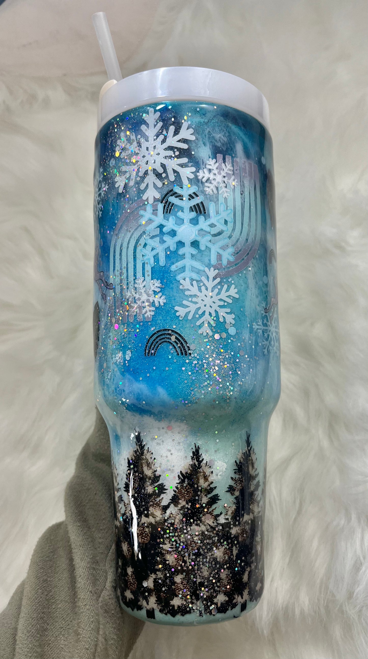 Winter wonderland 40oz Tumbler with handle Christmas Gifts Christmas Epoxy Tumblers Winter Wonderland