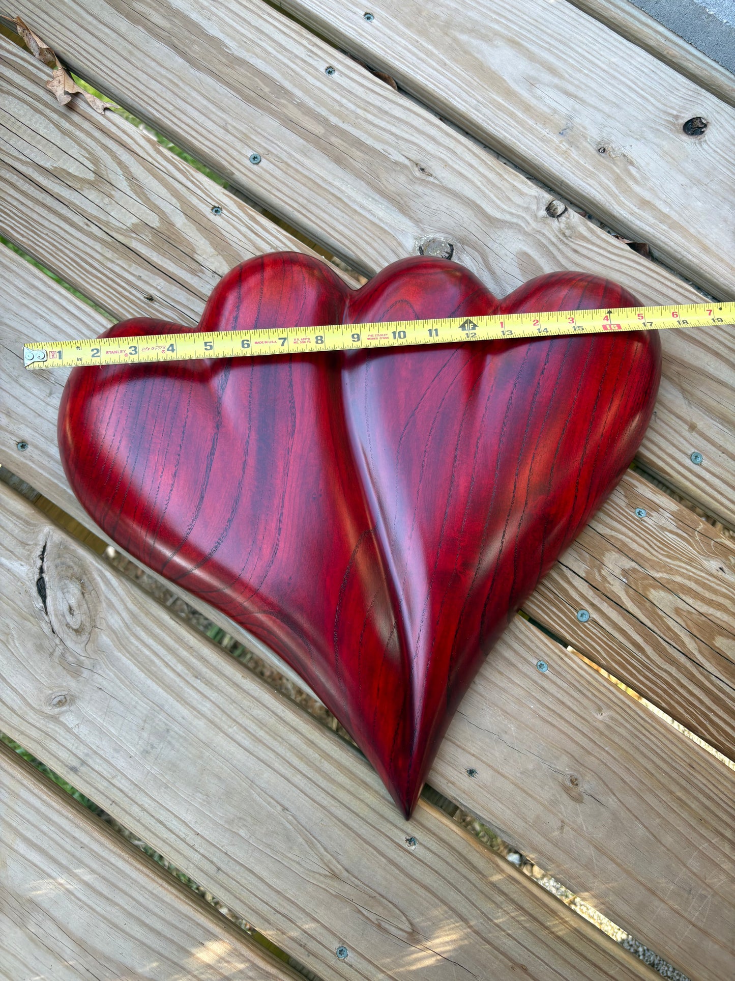 Large RED Wedding Two Become One Double 3D Heart Sculpture Anniversaries gift 20th anniversary wooden Art birthday gift Mother’s Day gift Wooden heart