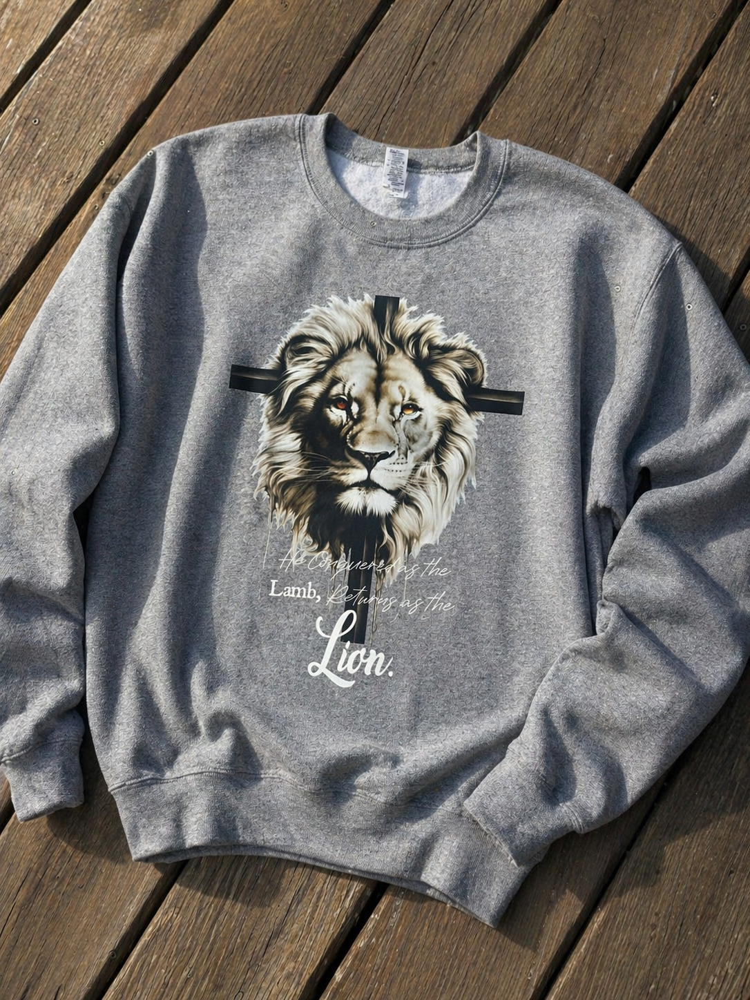 He Conquers as the lamb, returns as the Lion sweatshirt
