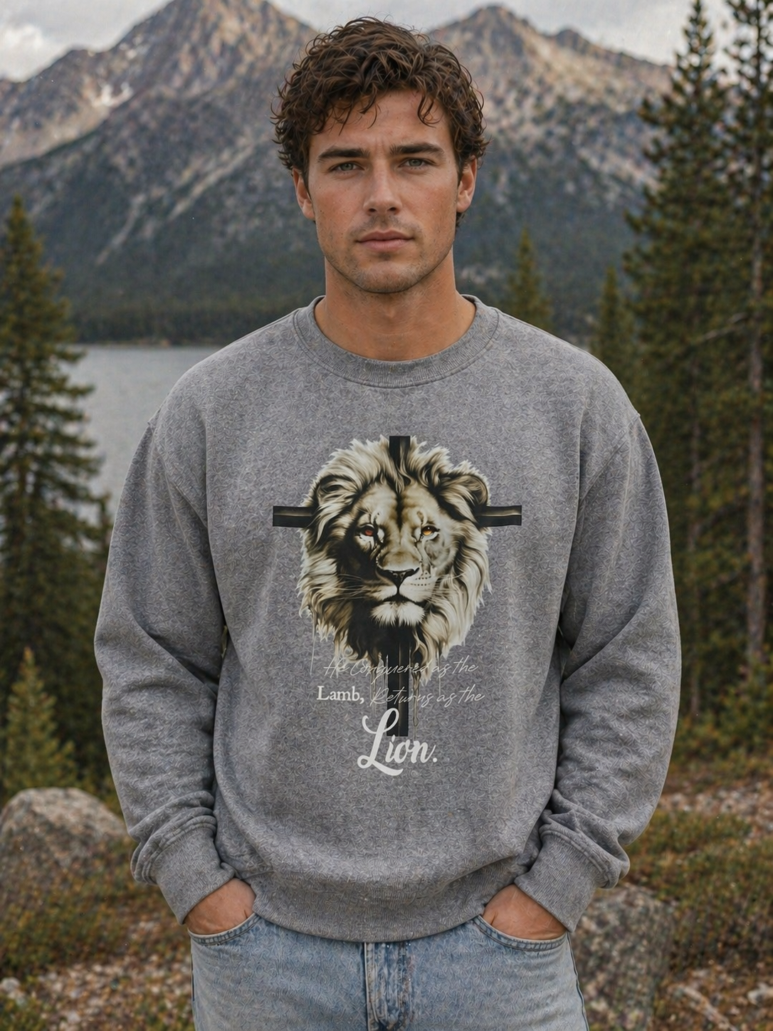 He Conquers as the lamb, returns as the Lion sweatshirt