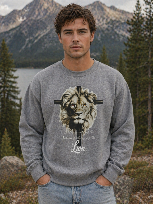 He Conquers as the lamb, returns as the Lion sweatshirt