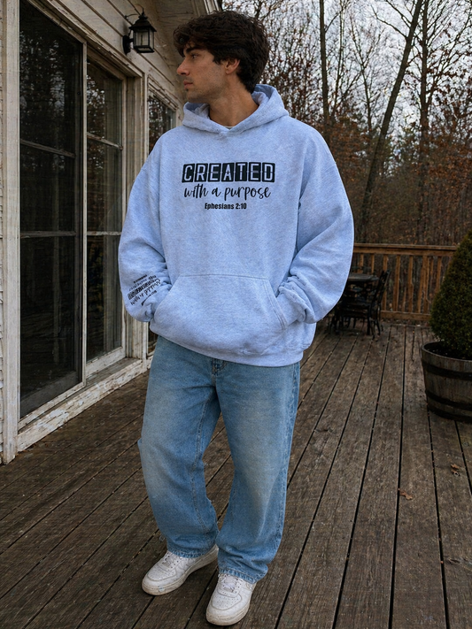 Created With A Purpose Sleeve Design Hoodie Ash Grey