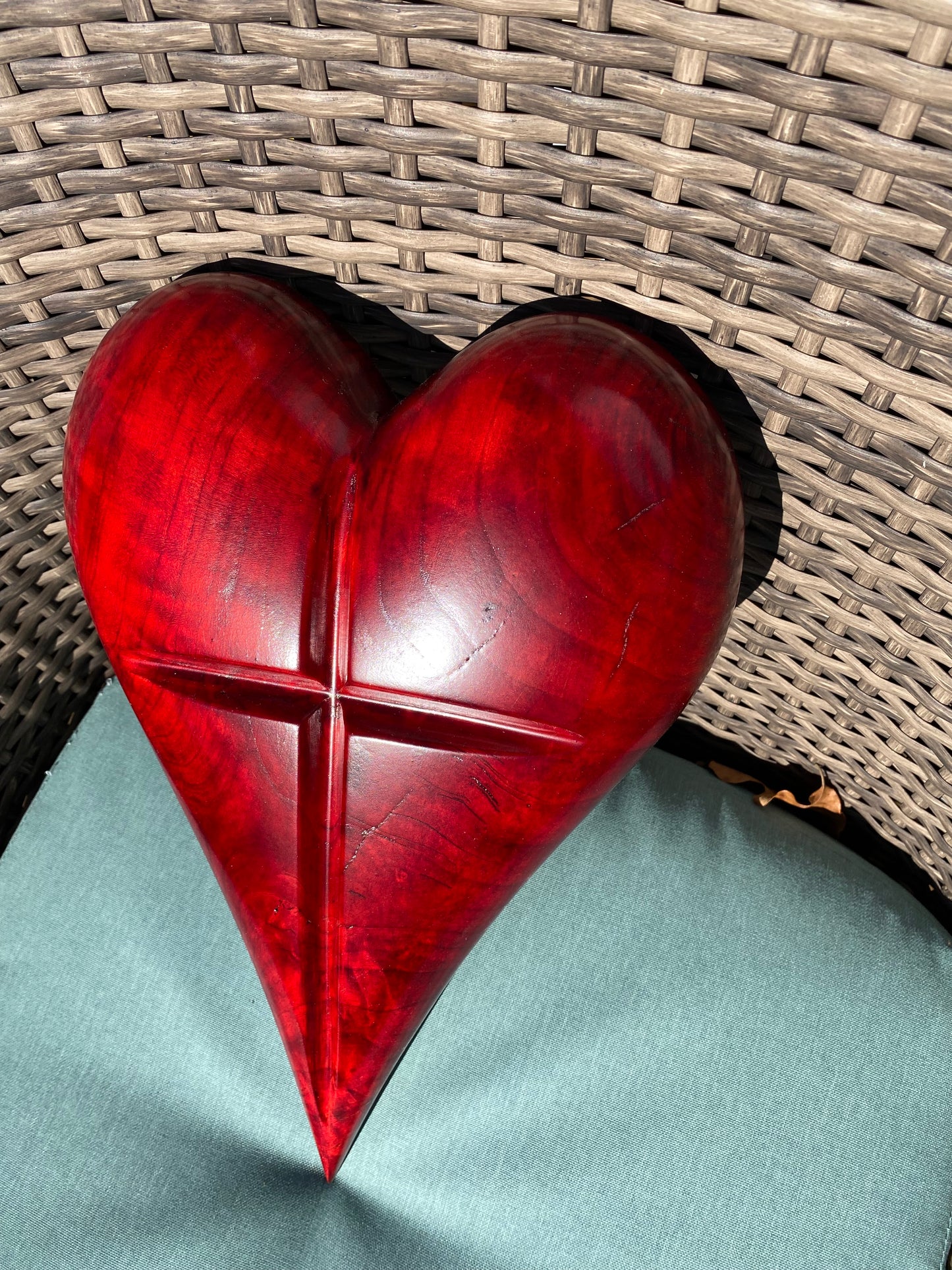 Red 3D Heart Cross Sculpture Christmas Gift Anniversaries gift 20th anniversary wooden Art birthday gift