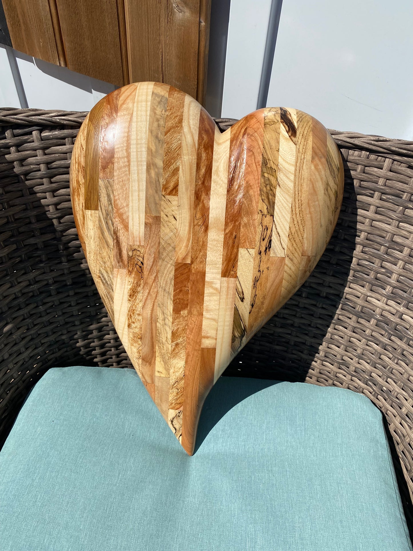 3D art Large Hand Carved Wooden Heart Wall Decor – 3D Rustic Wood Heart Sculpture – Anniversary / Wedding Gift – Handmade Natural Wood Art