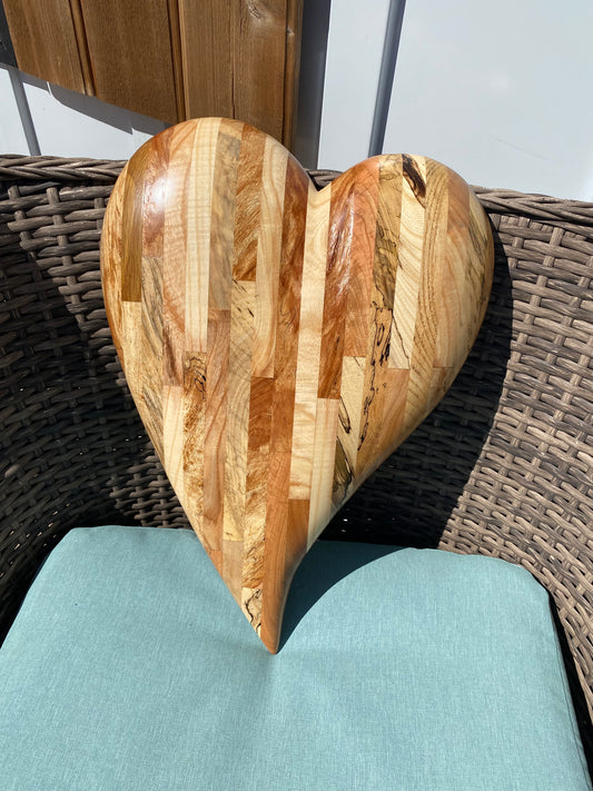 3D art Large Hand Carved Wooden Heart Wall Decor – 3D Rustic Wood Heart Sculpture – Anniversary / Wedding Gift – Handmade Natural Wood Art