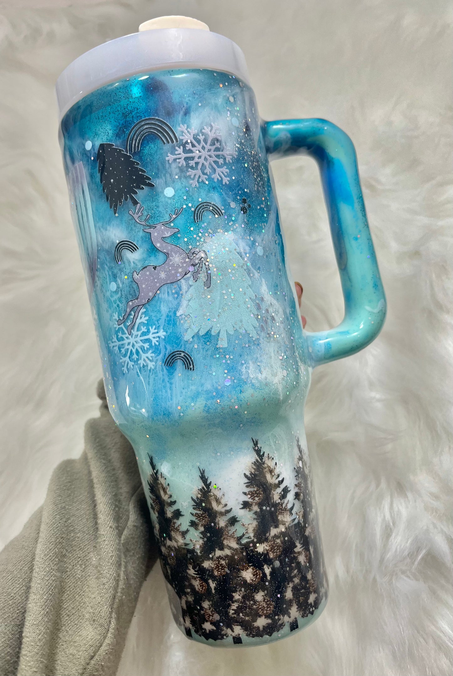 Winter wonderland 40oz Tumbler with handle Christmas Gifts Christmas Epoxy Tumblers Winter Wonderland