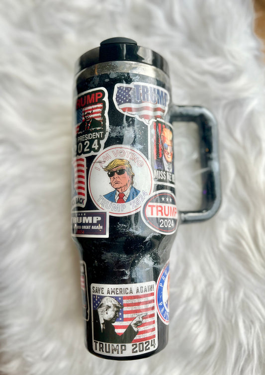 Trump 40oz Tumbler with handle Not Today You Can’t Kill Freedom by