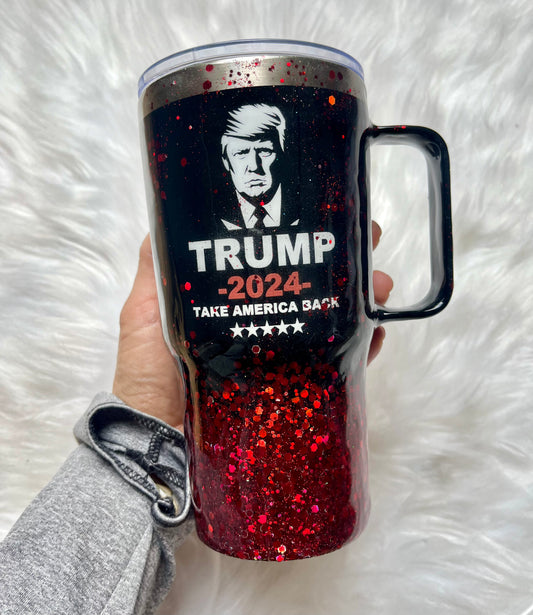 Trump 20oz Tumbler with handle Not Today You Can’t Kill Freedom by
