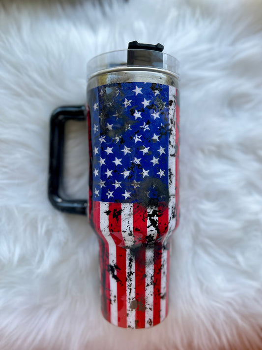 American Flag 40oz tumbler with Handle