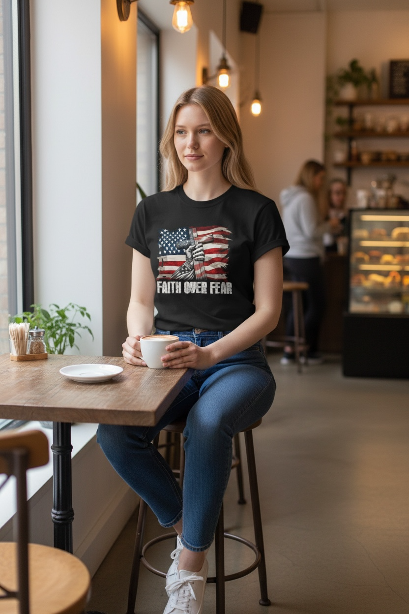 Faith Over Fear American Flag Tee