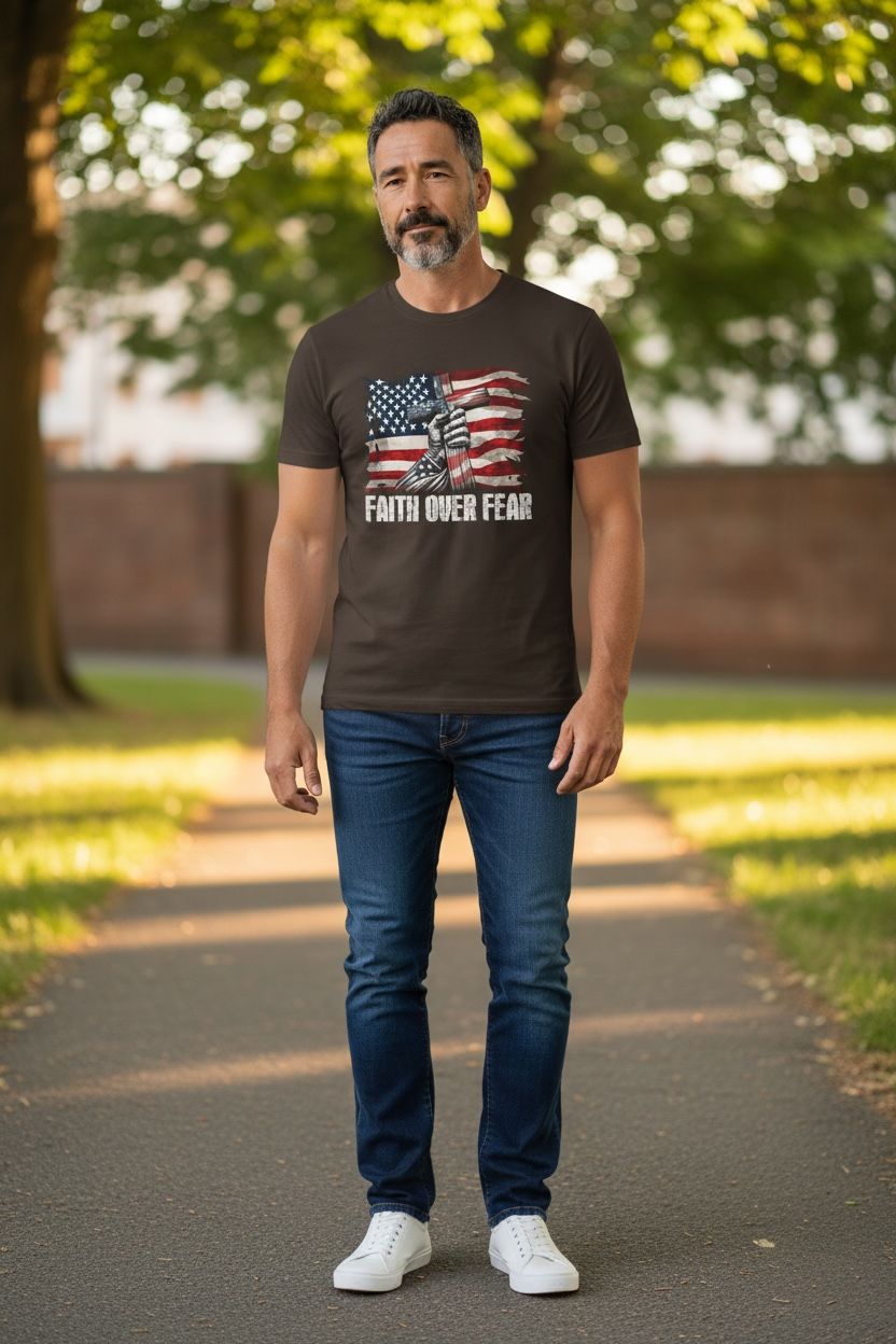 Faith Over Fear American Flag Tee