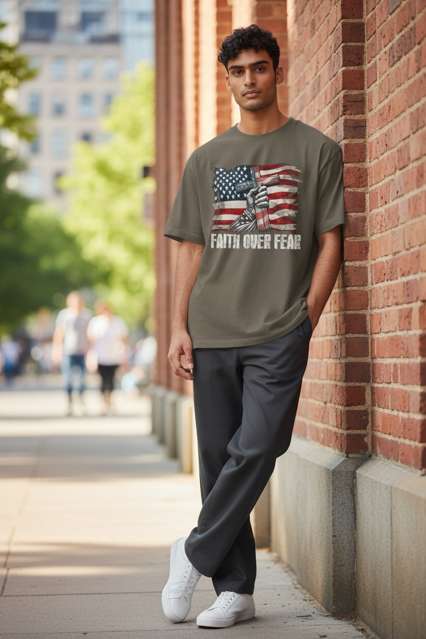 Faith Over Fear American Flag Tee