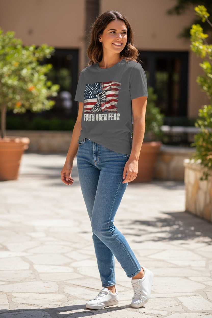 Faith Over Fear American Flag Tee