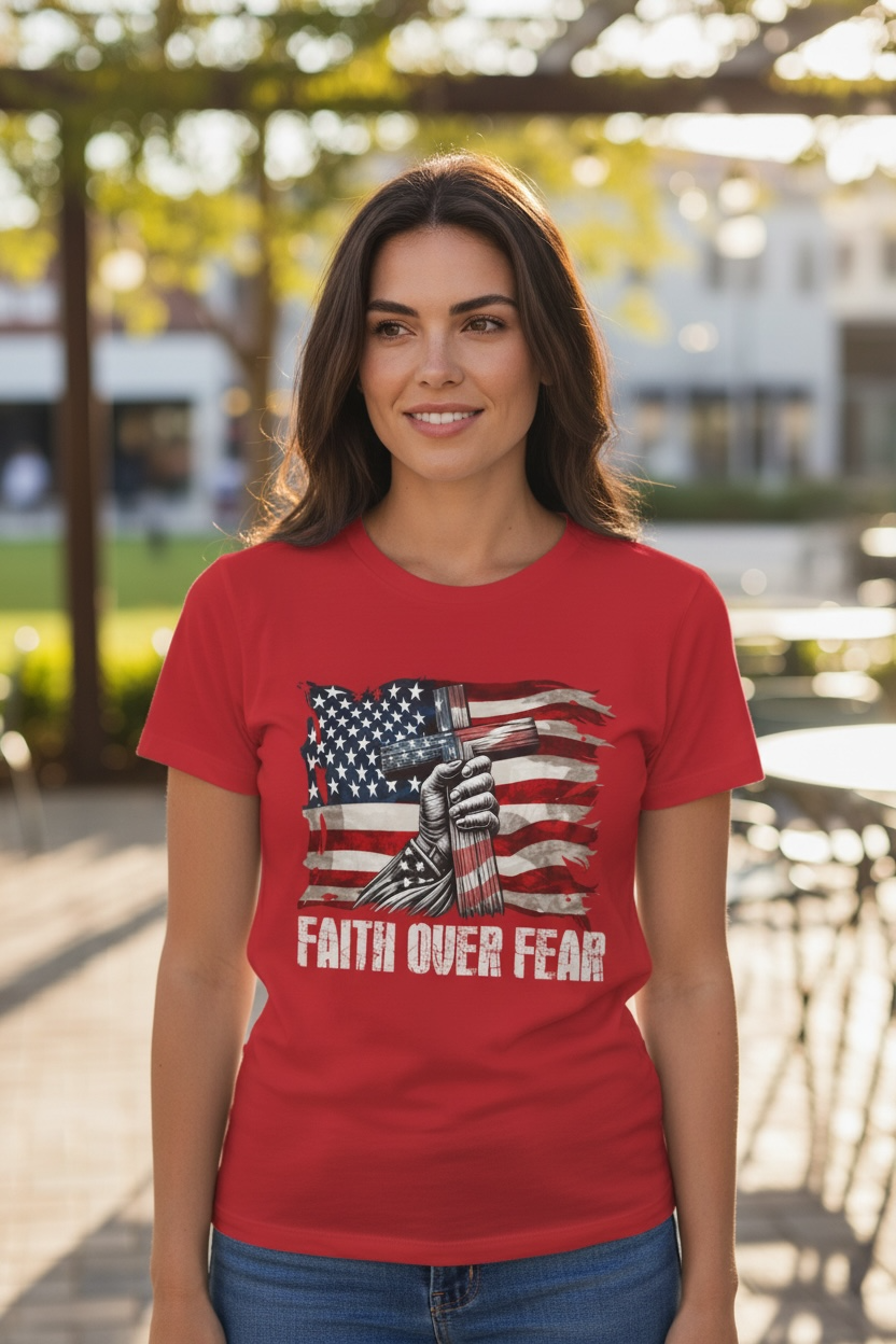 Faith Over Fear American Flag Tee