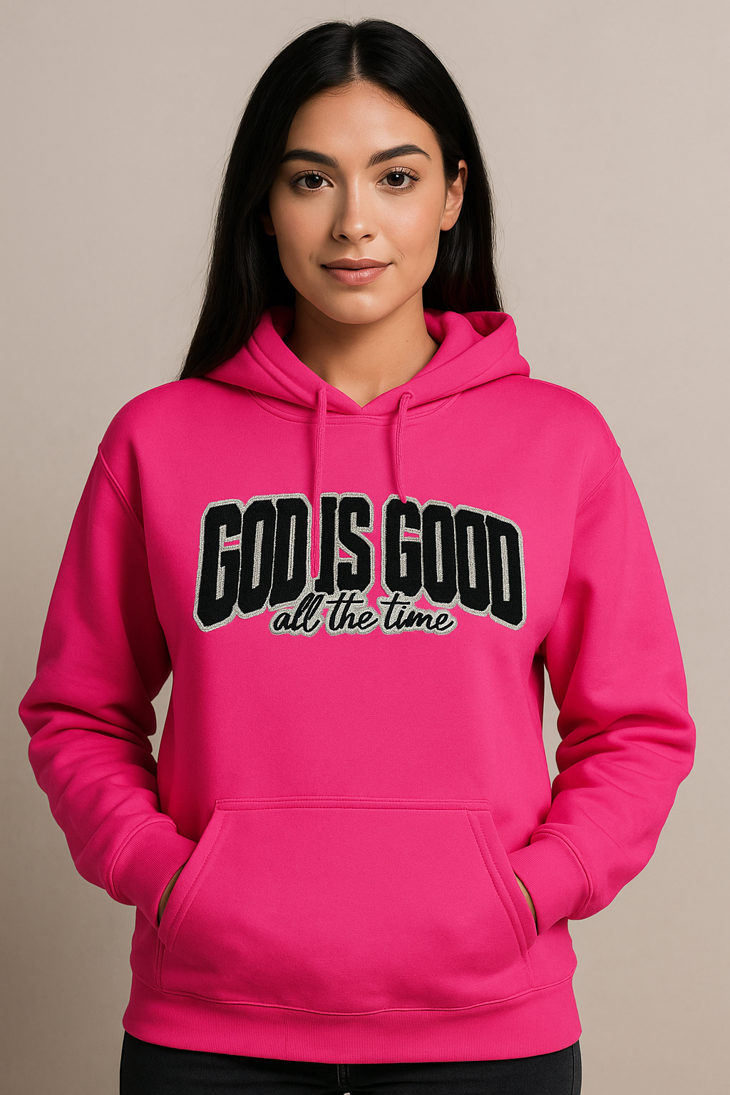 LIMITED EDITION WOMENS CHENILLE PATCH PINK HOODIE