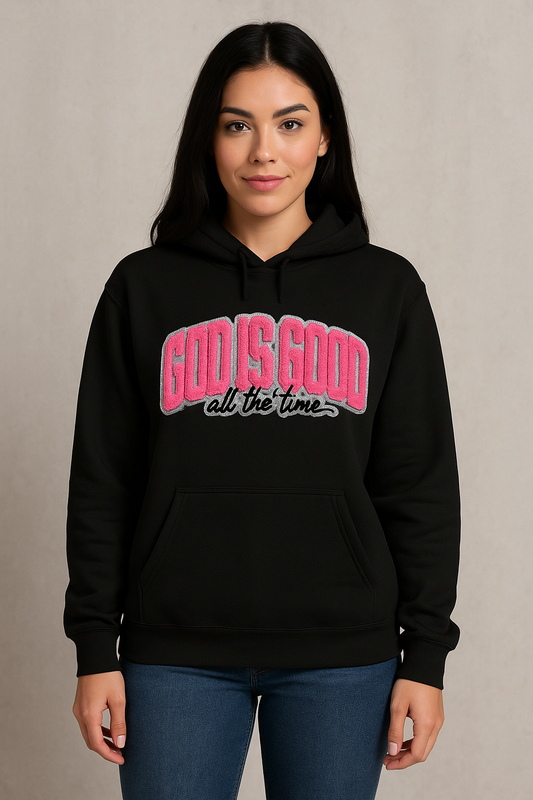 LIMITED EDITION WOMENS CHENILLE PATCH BLACK HOODIE