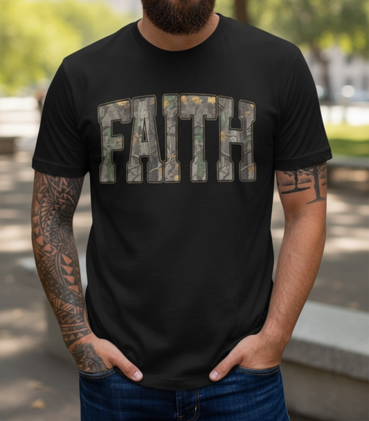 FAITH Vintage Camo block lettering T-Shirt | Faith typography tee