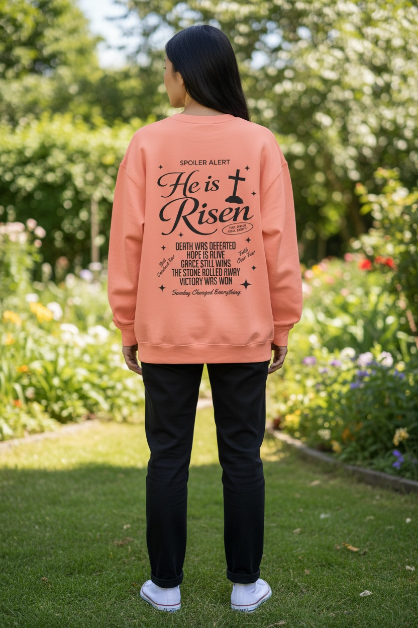 He is Risen Sweatshirt — Christian Easter Religious Crewneck