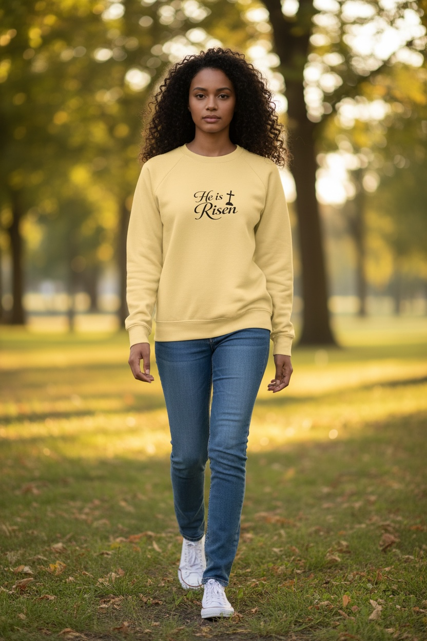 He is Risen Sweatshirt — Christian Easter Religious Crewneck