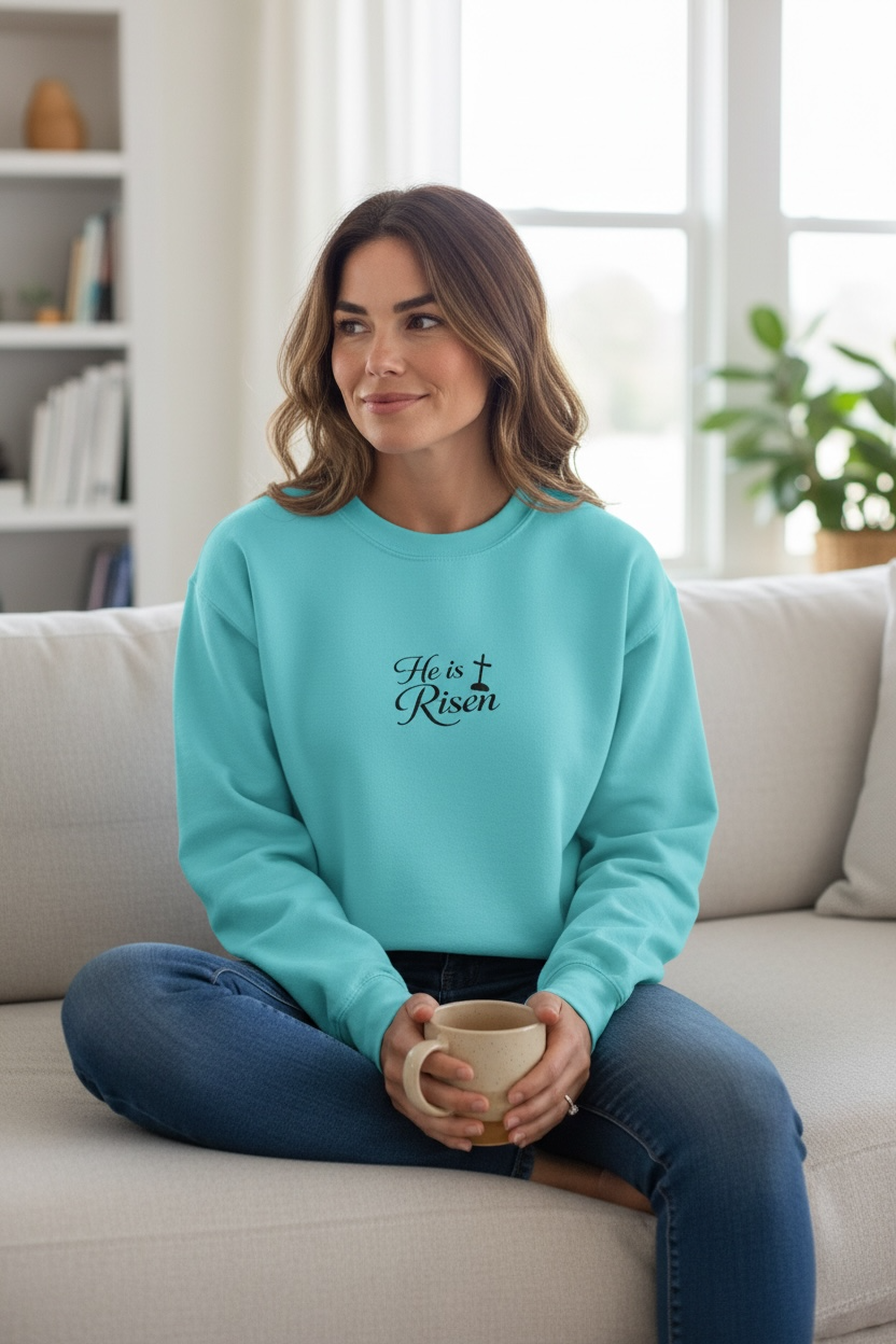 He is Risen Sweatshirt — Christian Easter Religious Crewneck