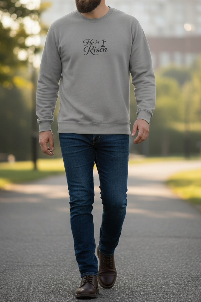 He is Risen Sweatshirt — Christian Easter Religious Crewneck