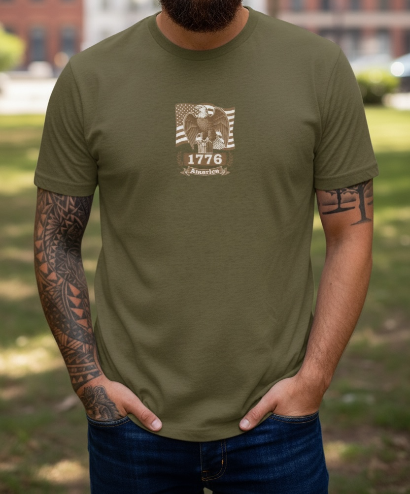 1776 Vintage Eagle American Flag T-Shirt